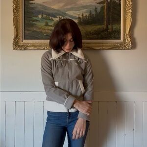 The North Face Cream and Tan bomber corduroy Jacket